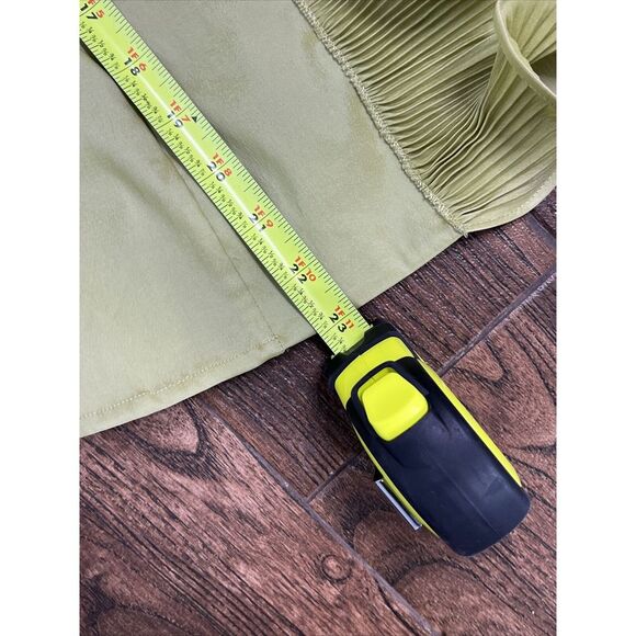 SAMUEL DONG LIME GREEN CHARTREUSE BUTTON UP WIRED RUFFLE COLLAR STRETCH SHIRT S - Picture 14 of 15